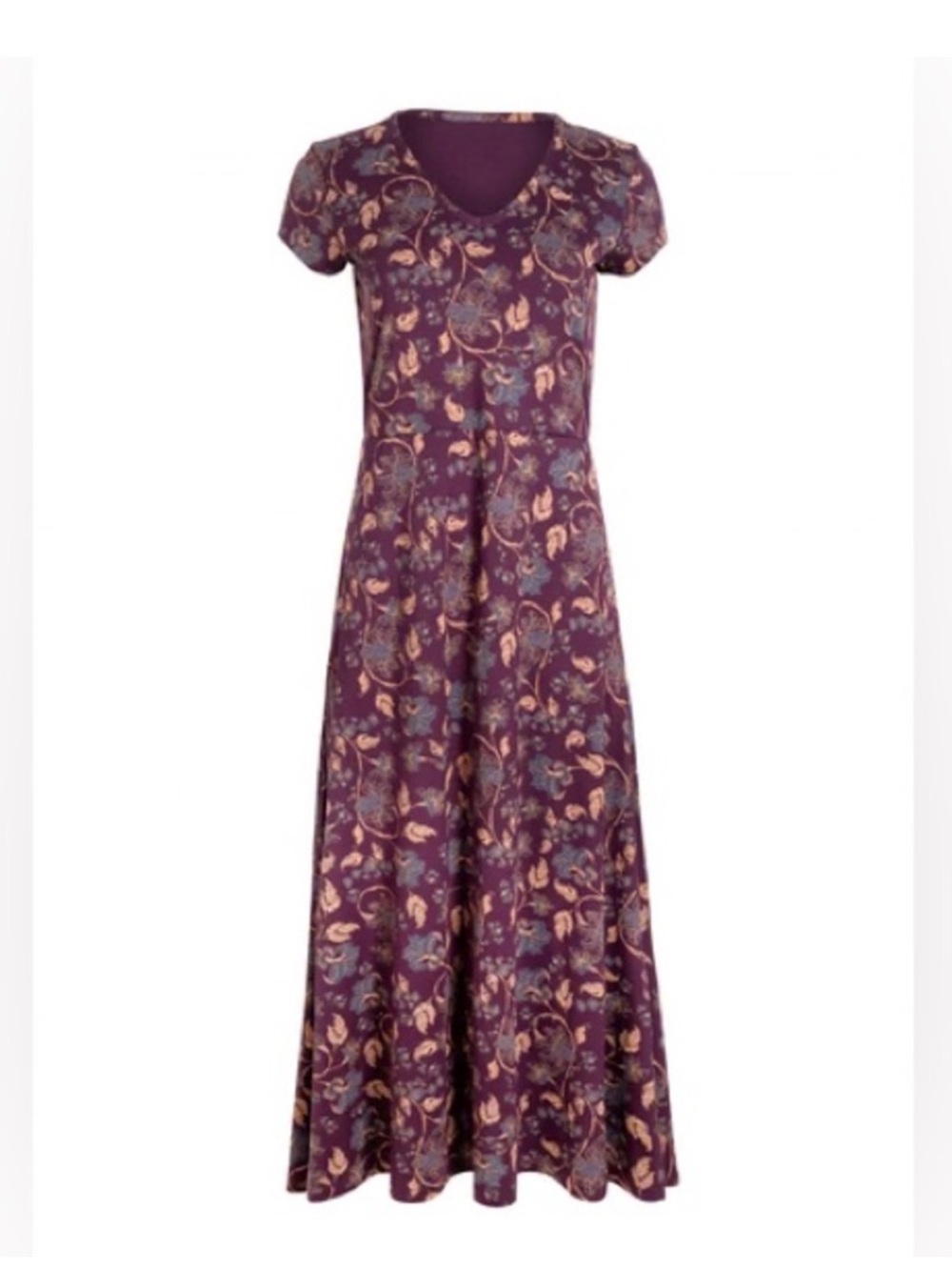 Peruvian Connection Night Shade Floral Maxi Midi Dress Purple Plum